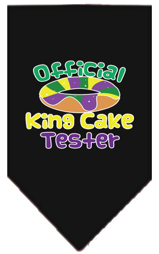 King Cake Taster Screen Print Mardi Gras Bandana Black Large